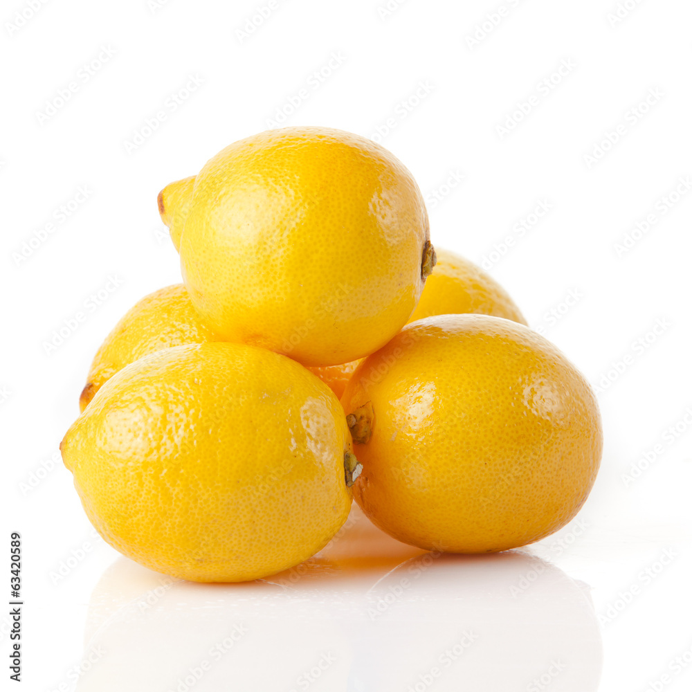 ripe lemons on a white background ripe lemons on a white background