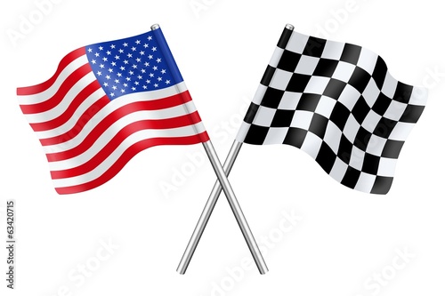 Flags : the United States and checkerboard photo