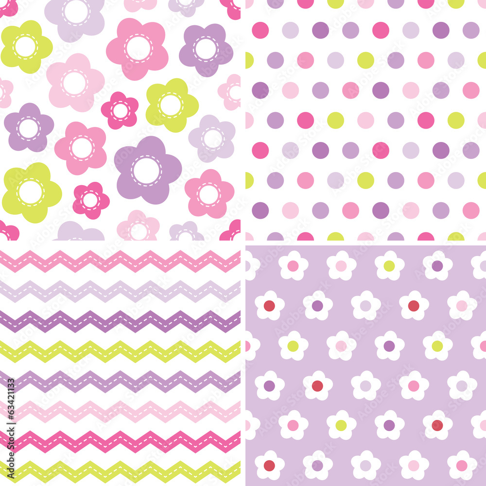 cute seamless pink and purple background patterns Stock Vector | Adobe ...