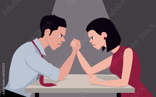 Man and woman armwrestling