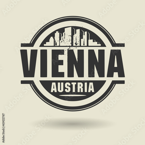 Stamp or label with text Vienna, Austria inside, vector