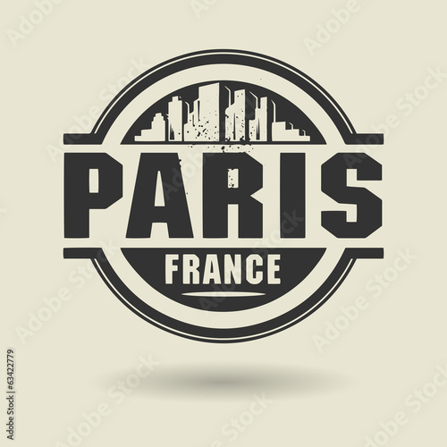 Stamp or label with text Paris, France inside, vector