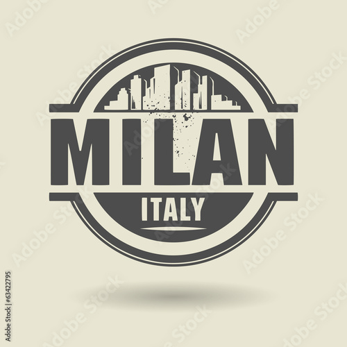 Stamp or label with text Milan, Italy inside, vector