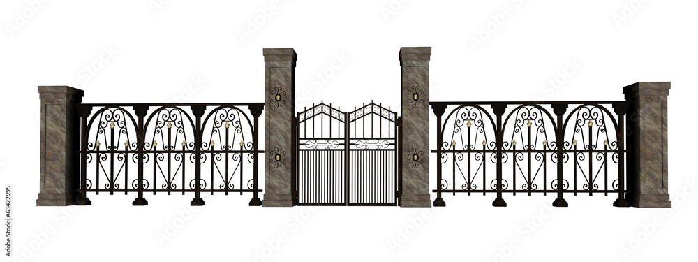 Iron gate and fence