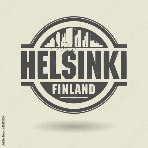 Stamp or label with text Helsinki, Finland inside, vector