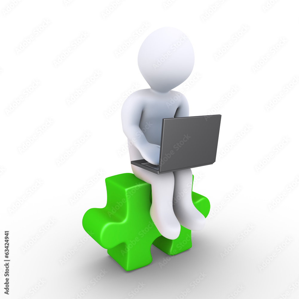 Person with computer as a solution Person with computer as a solution