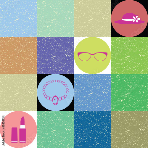 Bilde på lerret lady accessories vector under colorful retro concept