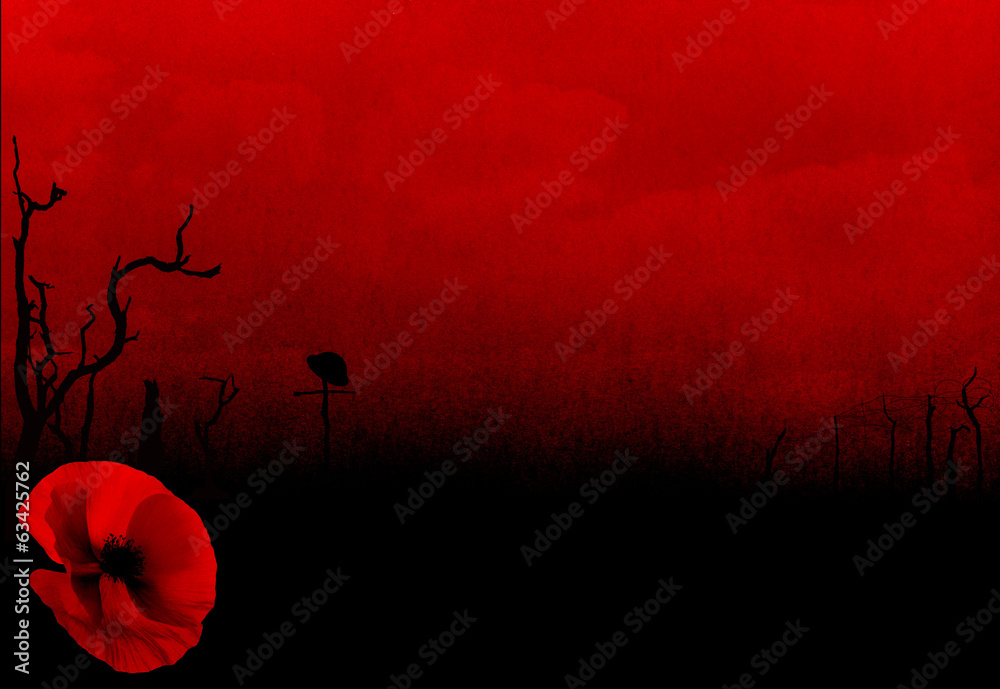 WW1 First World War Abstract Background with Poppy Stock Photo | Adobe Stock
