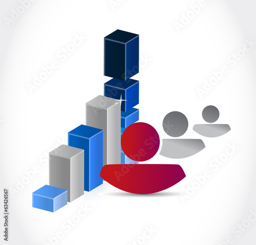 business graph and employees illustration design