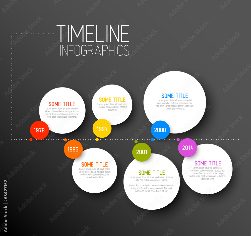 Infographic Horizontal Dark Timeline Report Template Chart ...