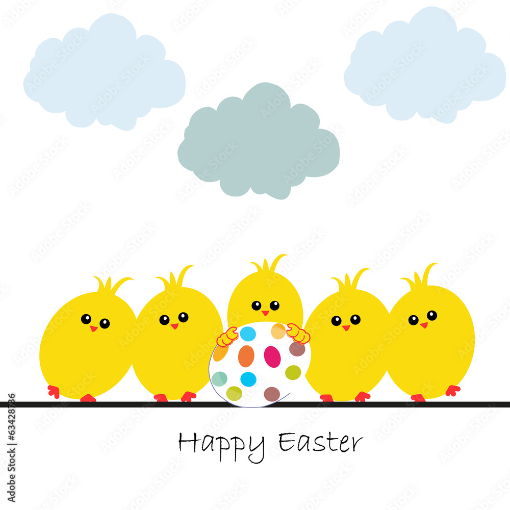 Happy easter greeting card, chicks and egg vector Happy easter greeting card, chicks and egg vector