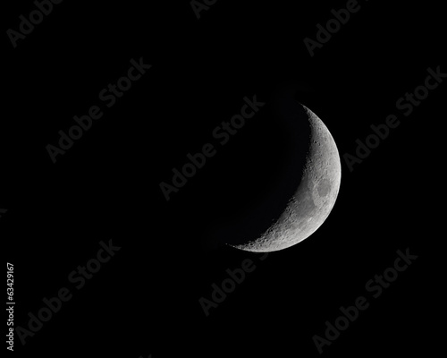 Moon Phase isolated on black - Waxing Crecent