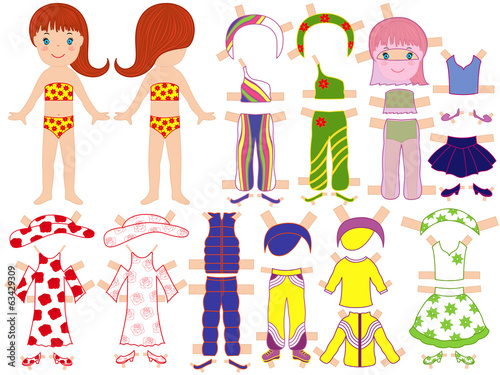 Paper doll and a set of clothing for the summer season