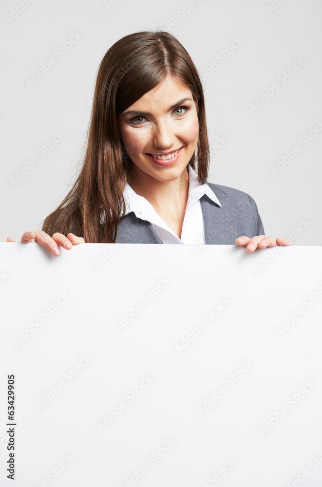 Smile Business woman portrait with blank white board Smile Business woman portrait with blank white board