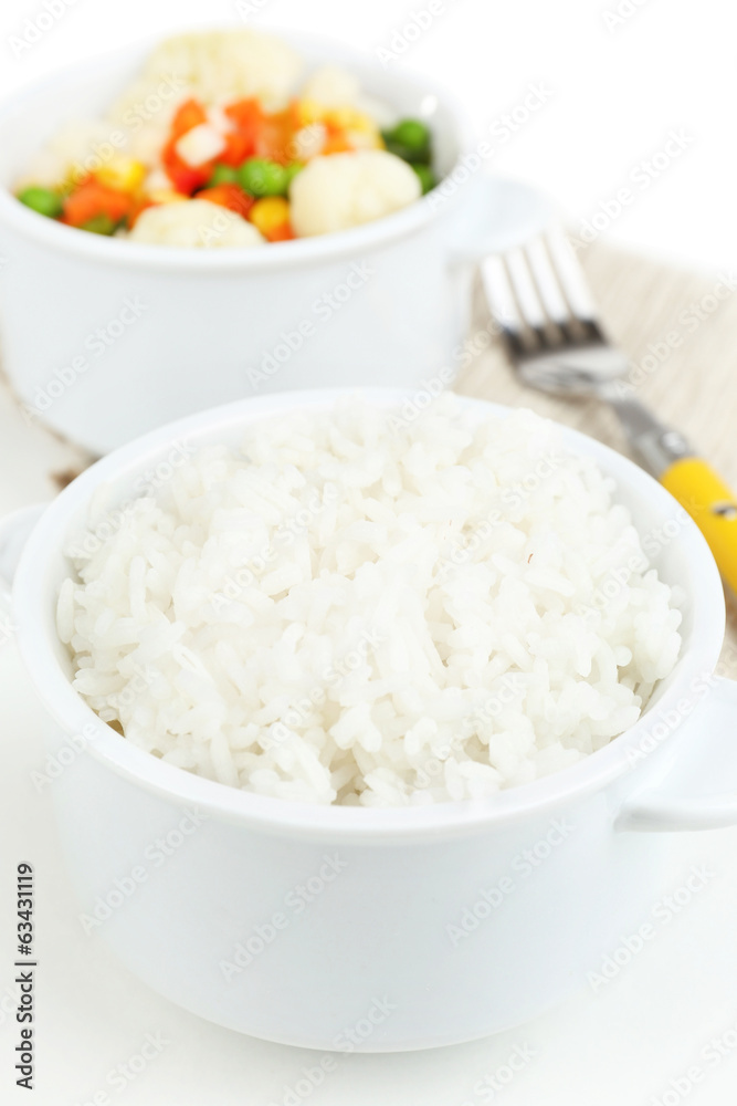 Cooked rice and vegetables close up Cooked rice and vegetables close up