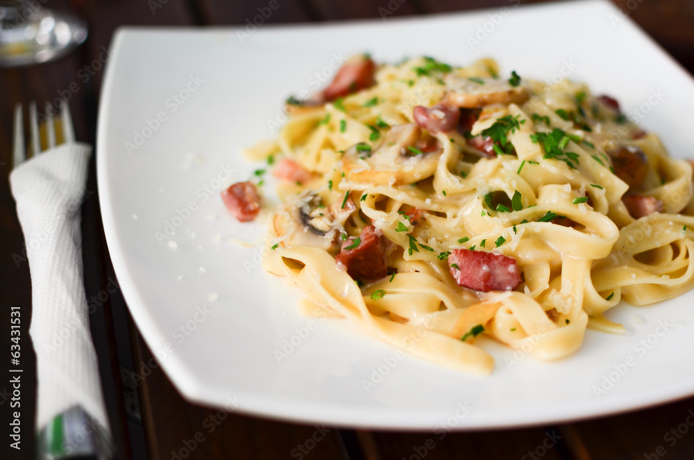 Pasta on a white plate Pasta on a white plate