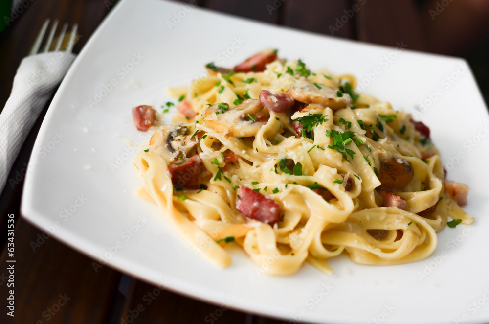 Pasta on a white plate Pasta on a white plate