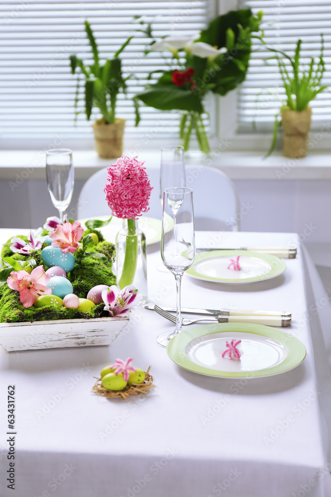 Fototapeta premium Beautiful holiday Easter table setting