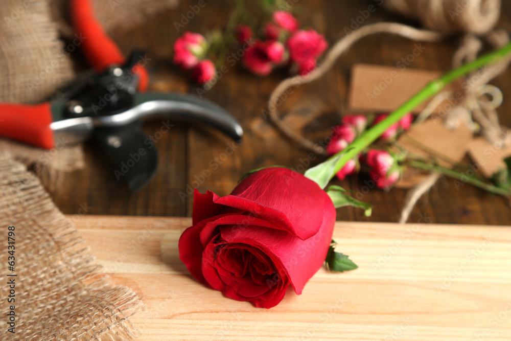 Fototapeta premium Working place of florist. Conceptual photo
