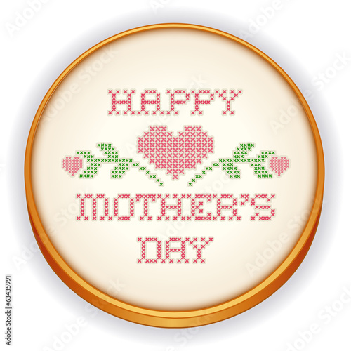 Mothers Day, Embroidery, Love, Heart needlework, retro wood hoop