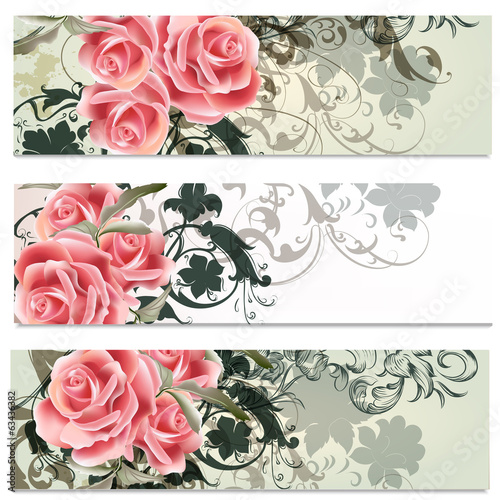 Business cards set in floral style