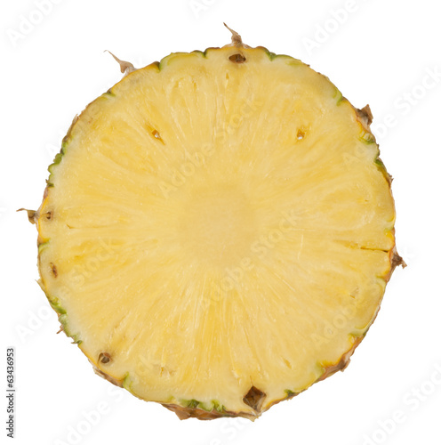 Fresh slices pineapple on white background