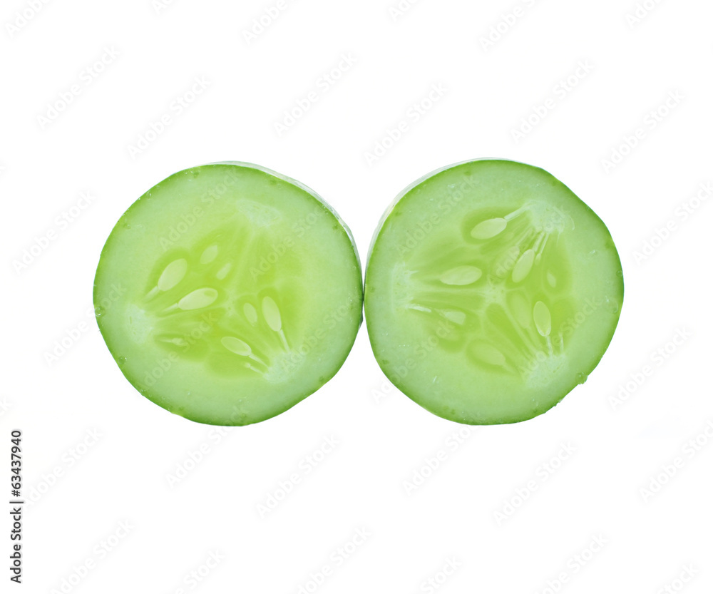 Fresh cucumber slice isolated on white background Fresh cucumber slice isolated on white background