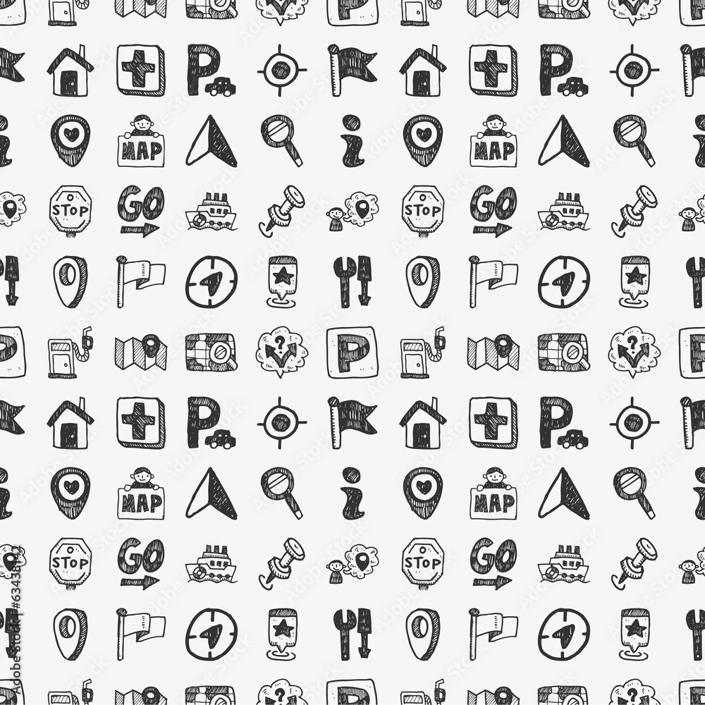 seamless doodle map GPS Location icons pattern seamless doodle map GPS Location icons pattern