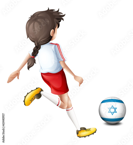 A girl playing with the flag of Israel
