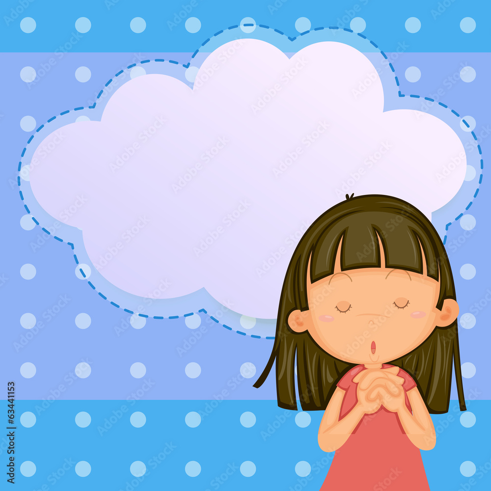 A card template with a young girl