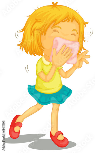 A little girl with colds
