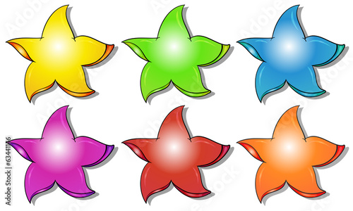 Six colorful stars