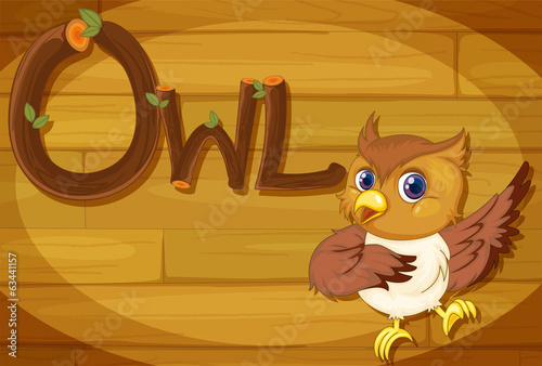 A wooden frame with an owl