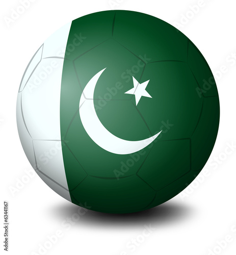 A soccer ball with the flag of Pakistan
