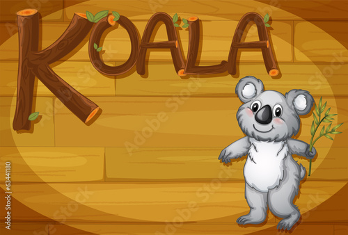 A wooden frame with a koala