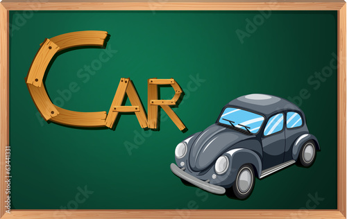 A blackboard with a car