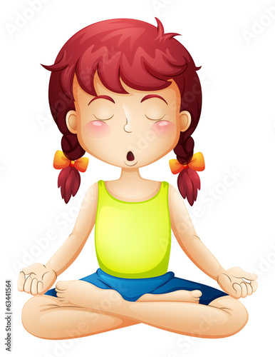 A little girl doing yoga