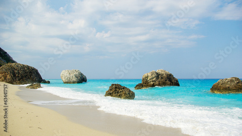 Megali Petra beach on Lefkas (Lefkada) island Greece