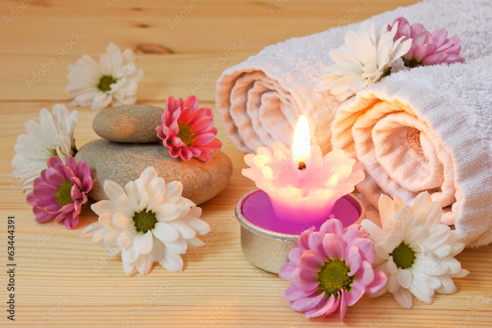 health care spa objects and gentle spring flowers health care spa objects and gentle spring flowers