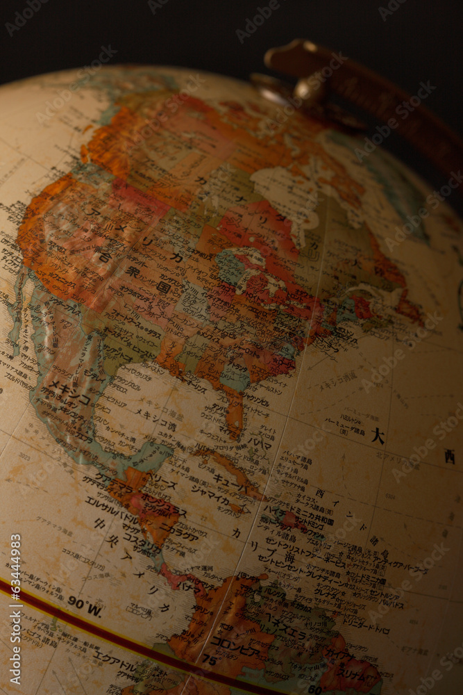 Obraz premium 地球儀、アメリカ