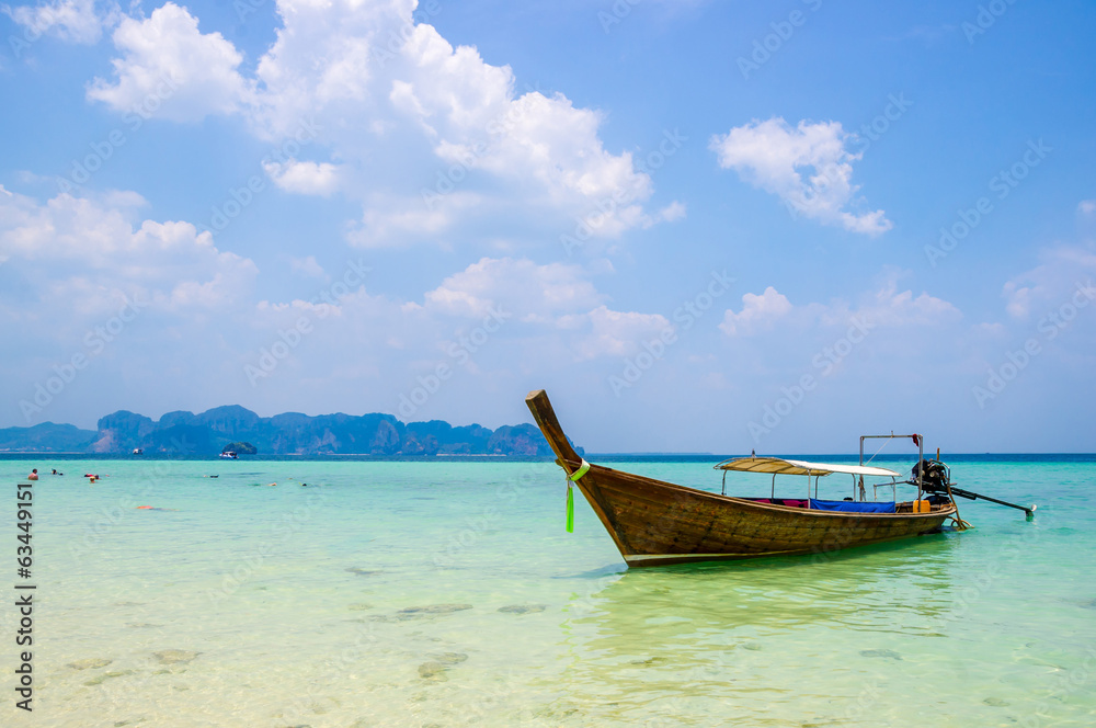 Thai traditional boats on sea.