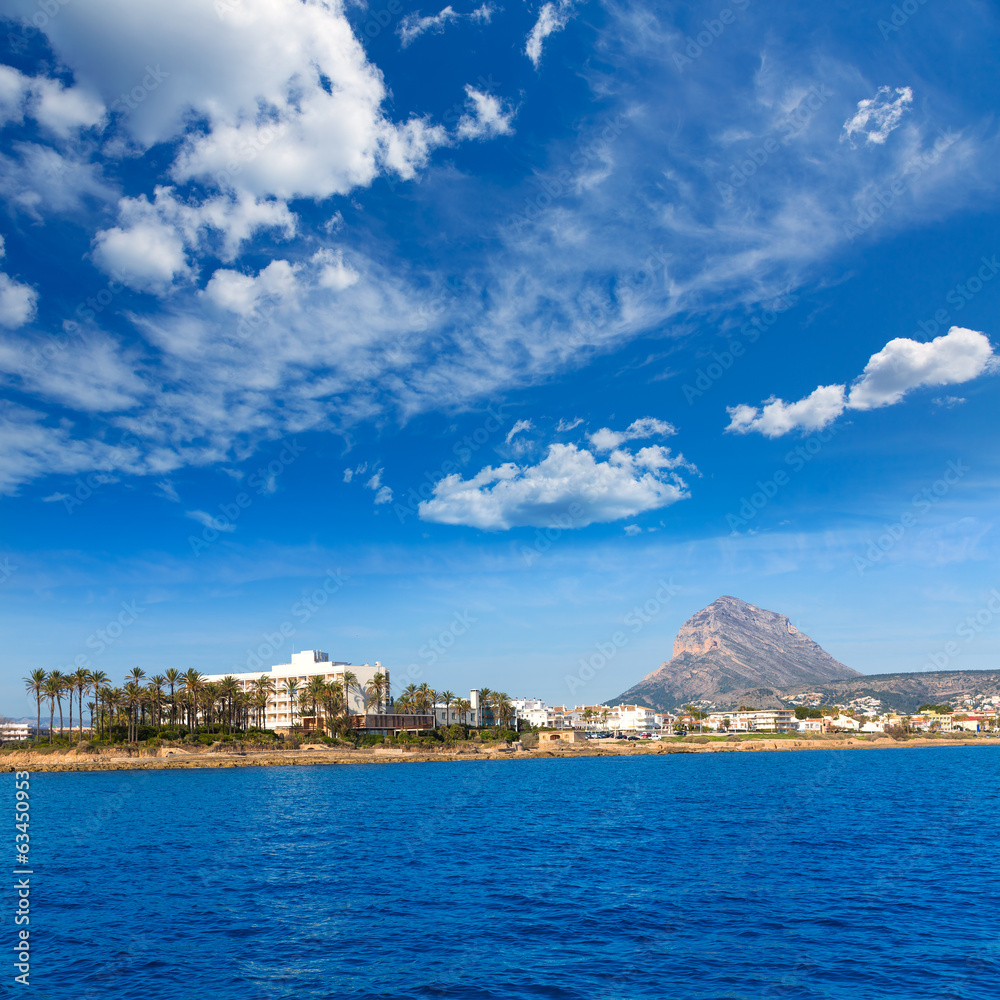 Javea Xabia skyline from Mediterranean sea Spain