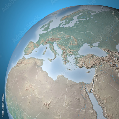 Planisfero mappa globo Europa e Nord Africa photo