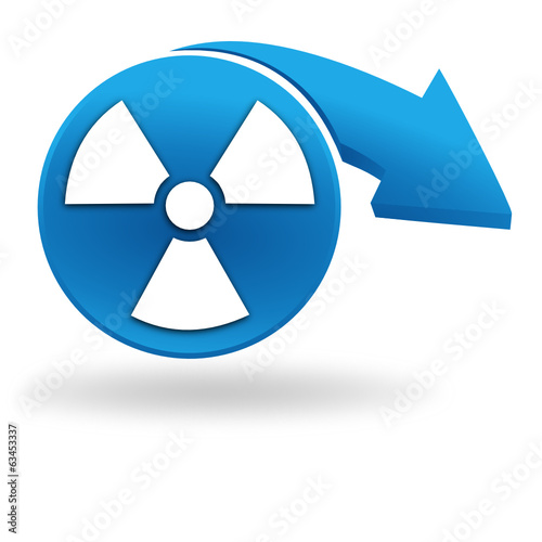 nucléaire symbole sur bouton bleu
