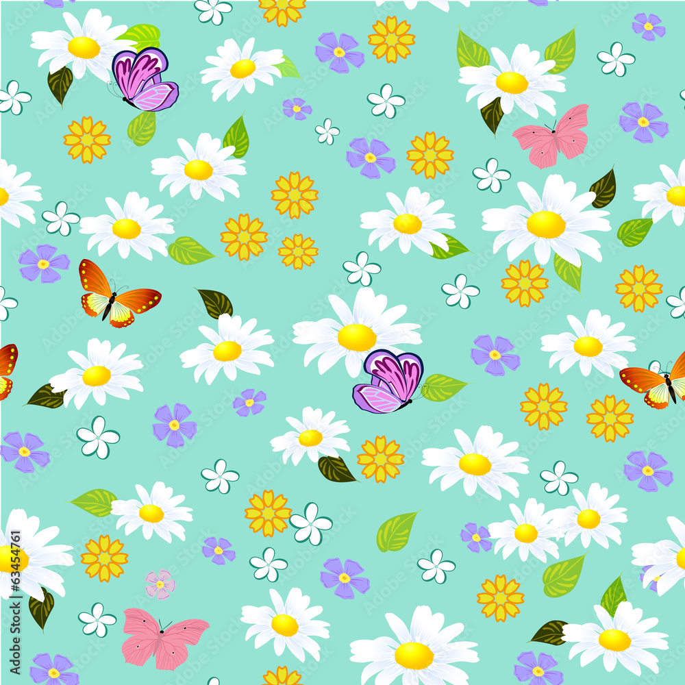 floral seamless texture with daisies