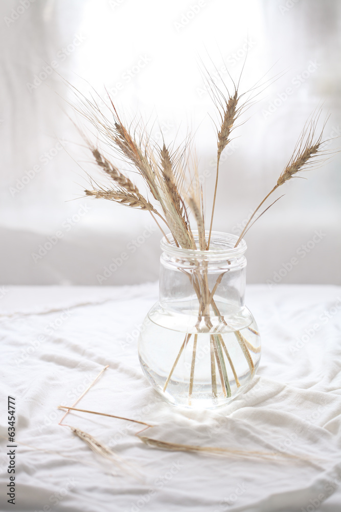 Wheat Ears in transparent vase