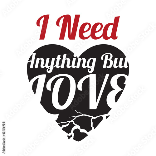 Depressive broken heart with words on it.