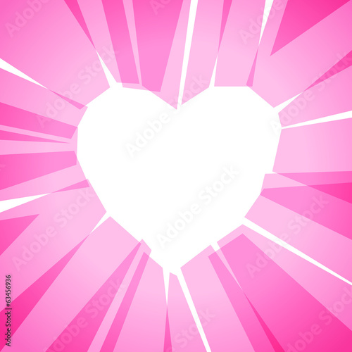 Heart silhouette collected of pink transparent color blocks.