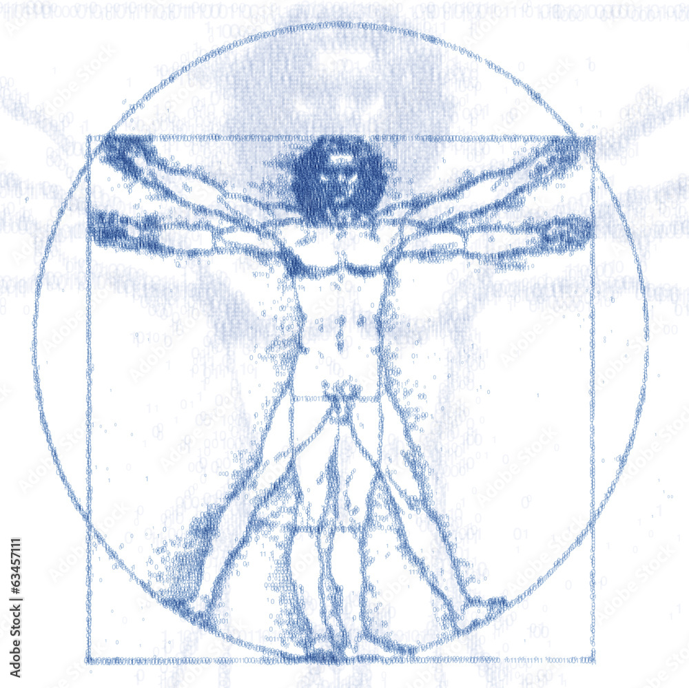 Leonardo Da Vinci Vitruvianischer Mann, Eins-Null-Raster Stock