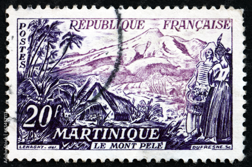 Postage stamp France 1955 Mount Pelee, Martinique